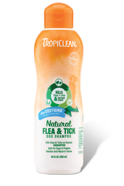 Tropiclean Shampoo Anti pulgas y garrapatas natural frasco x 592 mL