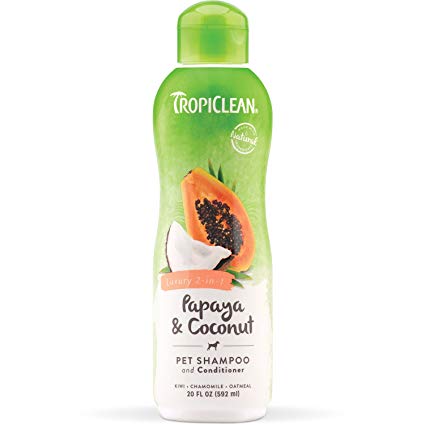 Tropiclean Shampoo y Acondicionador papaya y coco (Luxury 2 en 1) frasco x 592 mL