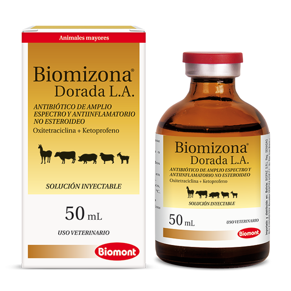 Biomizona Dorada LA caja x 50 fcos x 20 mL