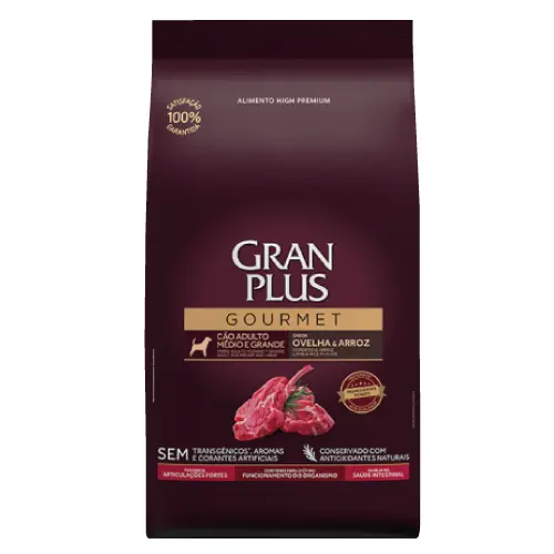 Gran Plus Adulto Mediano y Grande Gourmet  Oveja y Arroz saco x 15 kg