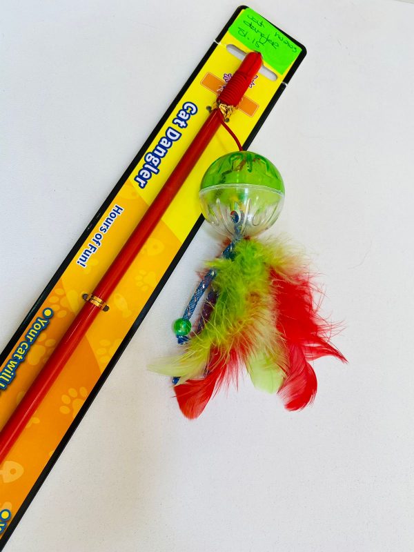 Juguete varita con pelota y plumas para gato (XW2103) x unidad