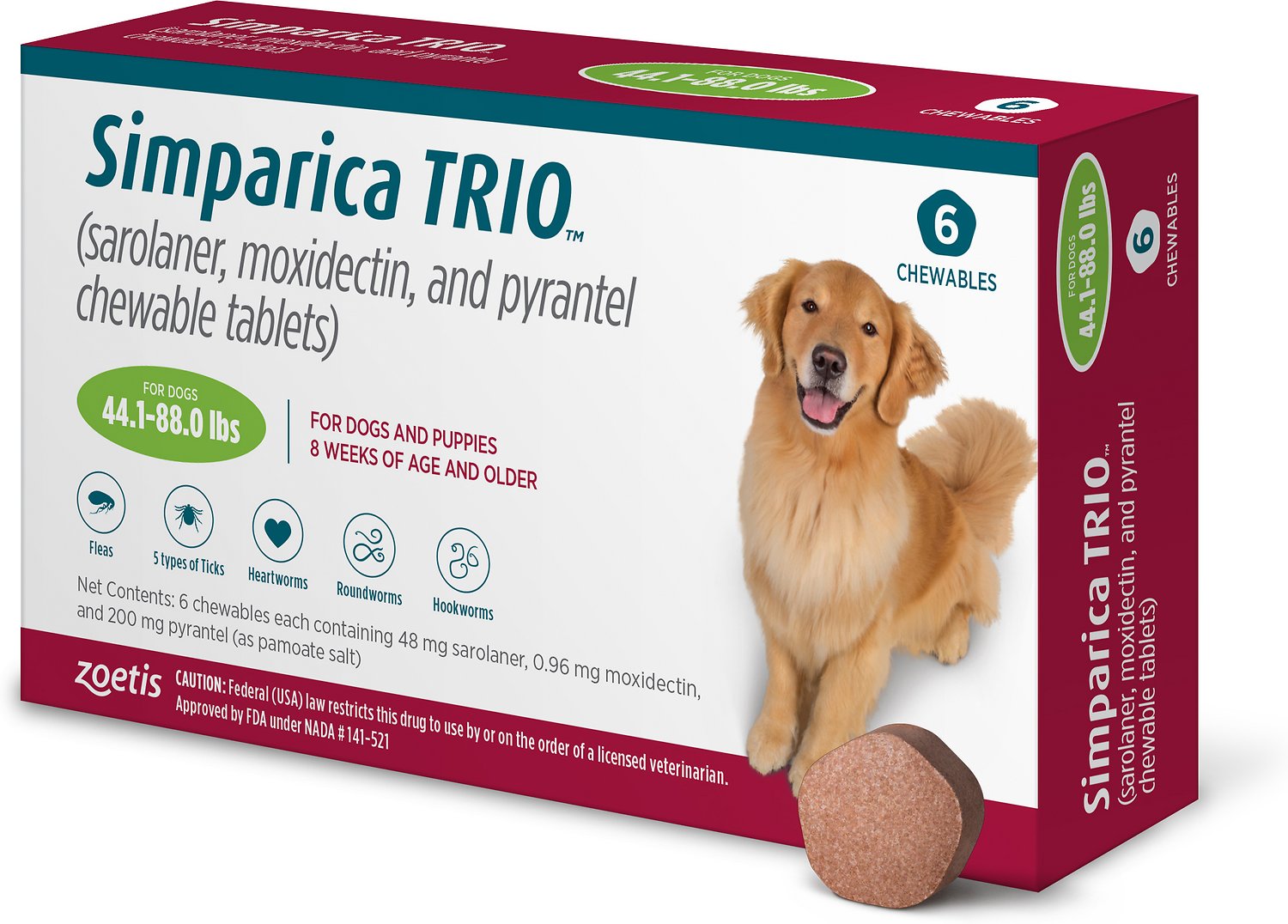Simparica TRIO (Green) 20.1-40 kg caja x 1 tableta
