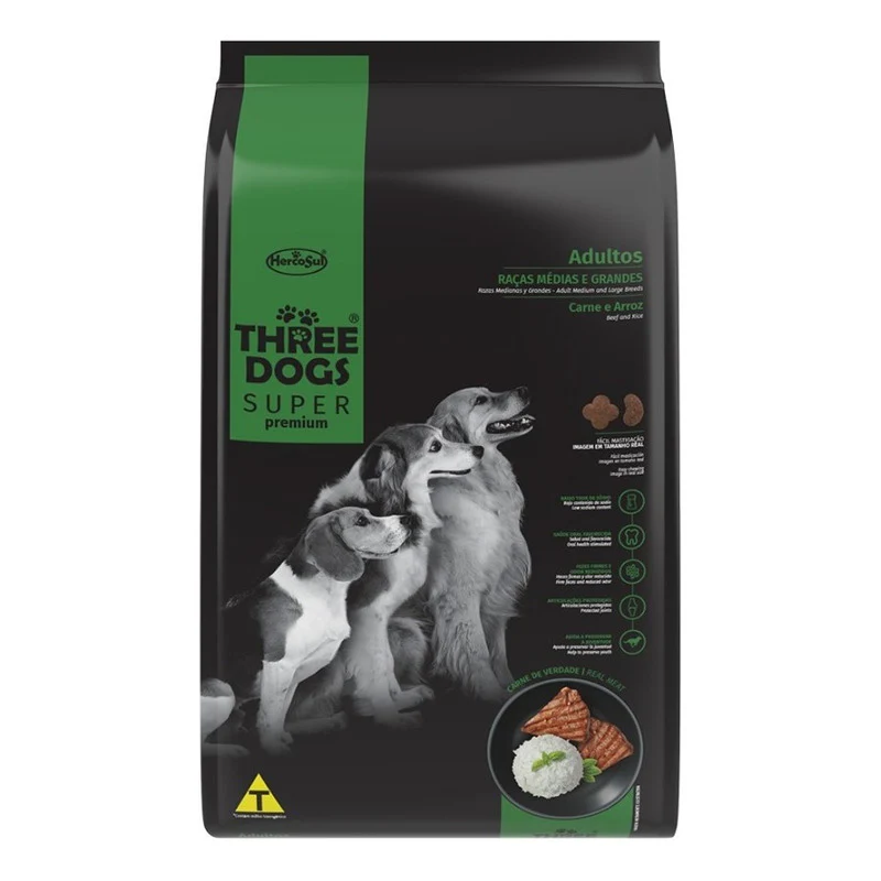 Three Dogs Super premium Adulto Razas Medianas y grandes saco x 15kg