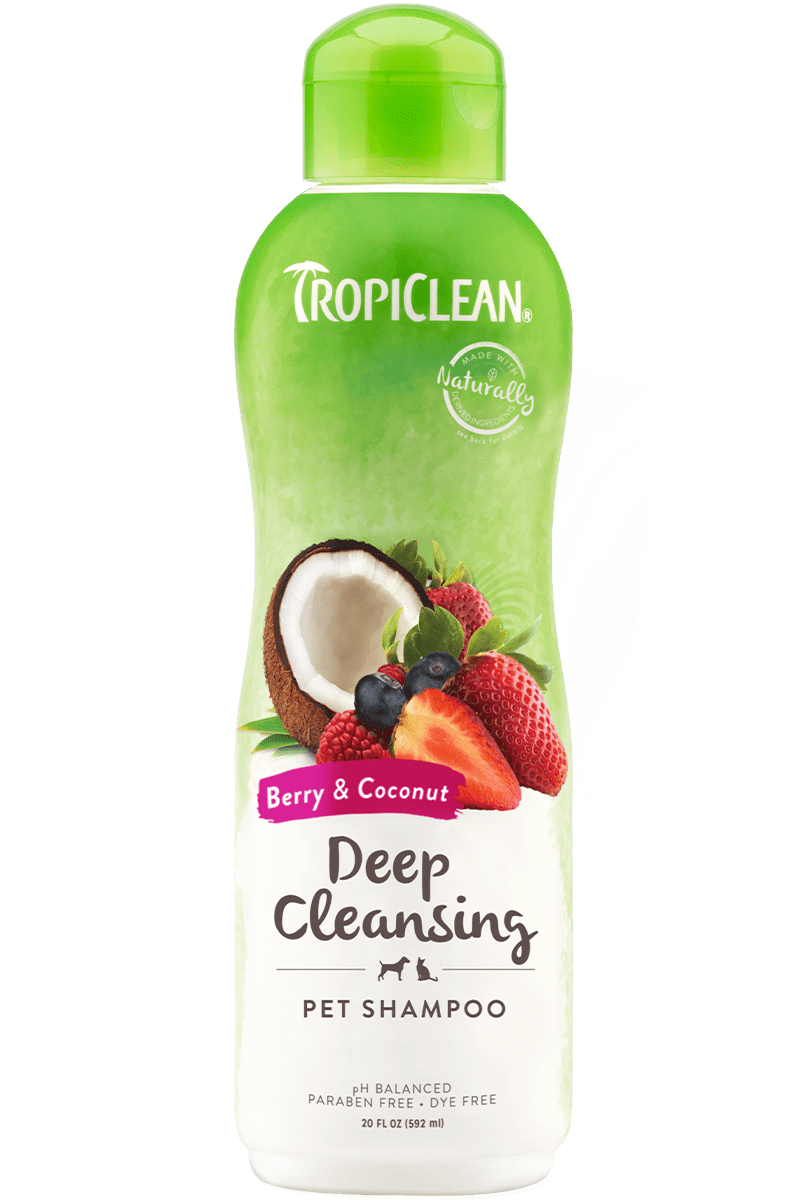 Tropiclean Shampoo Berry y coco (limpieza profunda) frasco x 592 mL