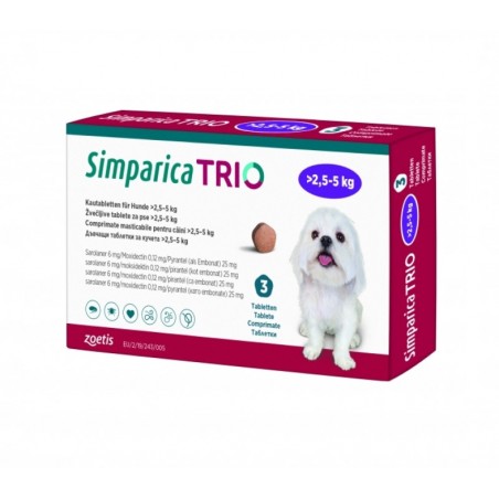 Simparica TRIO (Purple) 2.6-5kg caja x 3 tableta 
