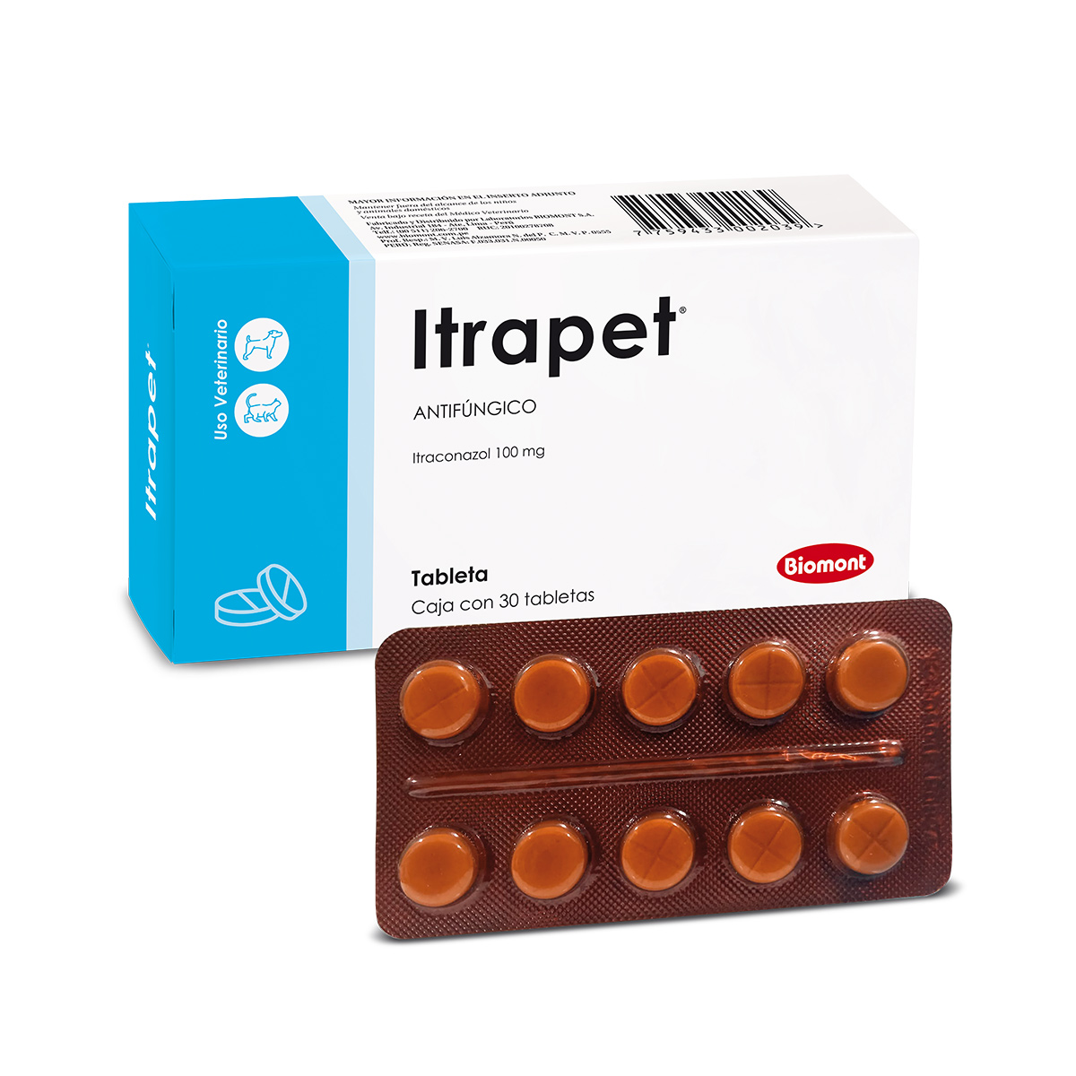 Itrapet (itraconazol 100mg) caja x 30 comprimidos 