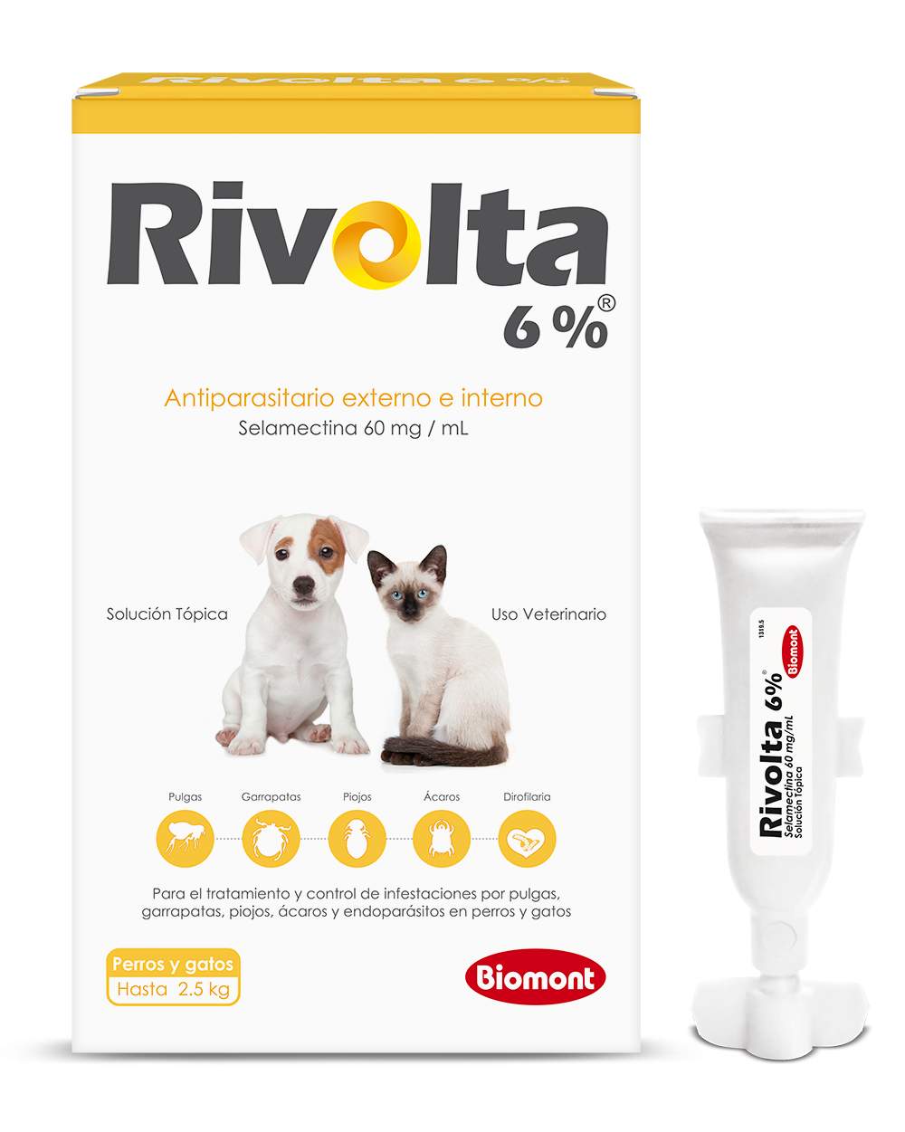 Rivolta 6% (gatos hasta 2.5kg) pack x 5 pipetas x 0.25 mL