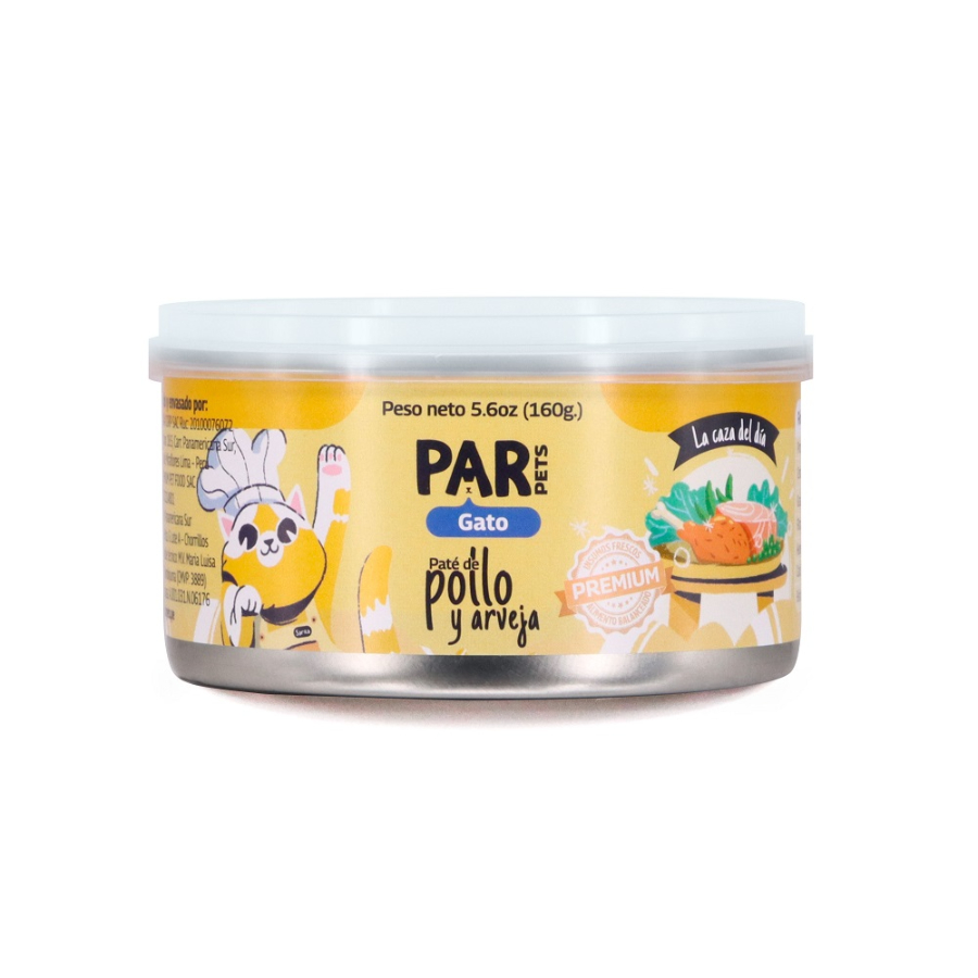 PAR Pets gato pate de pollo y arveja lata x 160 g