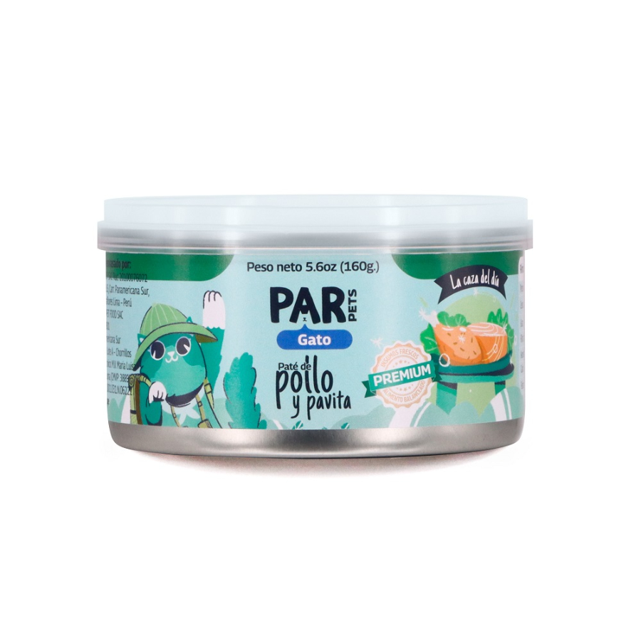 PAR Pets gato pate de pollo y pavita lata x 160 g