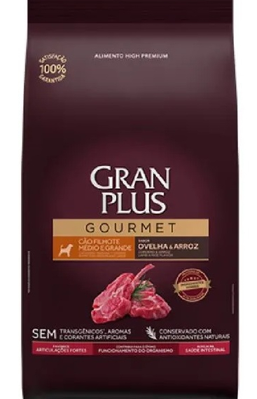 Gran Plus Cachorro Mediano Gourmet Cordero y arroz saco x 15 kg