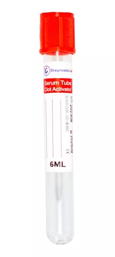 Tubo tapa roja serum clot activator x 5 mL