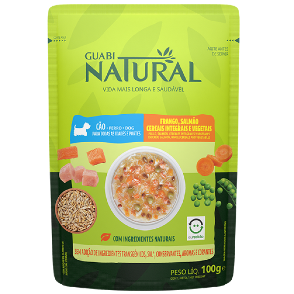 Guabi Natural Perro frango, salmon, cereales integrales y vegetales sachet x 100g