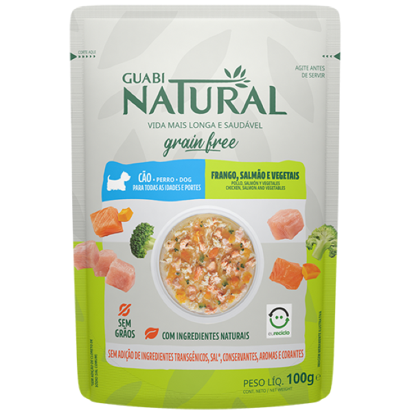 Guabi Natural Perro Grain Free frango, salmon y vegetales sachet x 100g