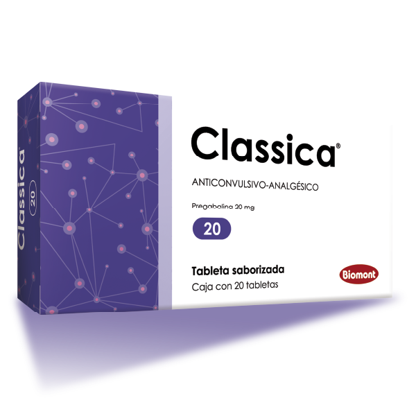 Classica (Pregabalina 20mg) caja x 20 tabletas