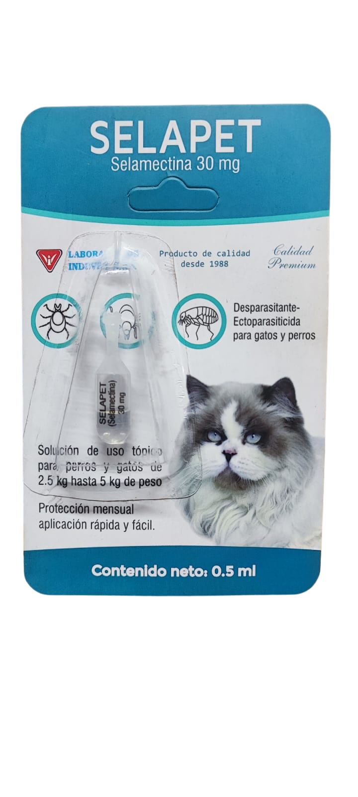 Selapet (selamectina 30mg) 2.5 - 5 kg x 1 dosis