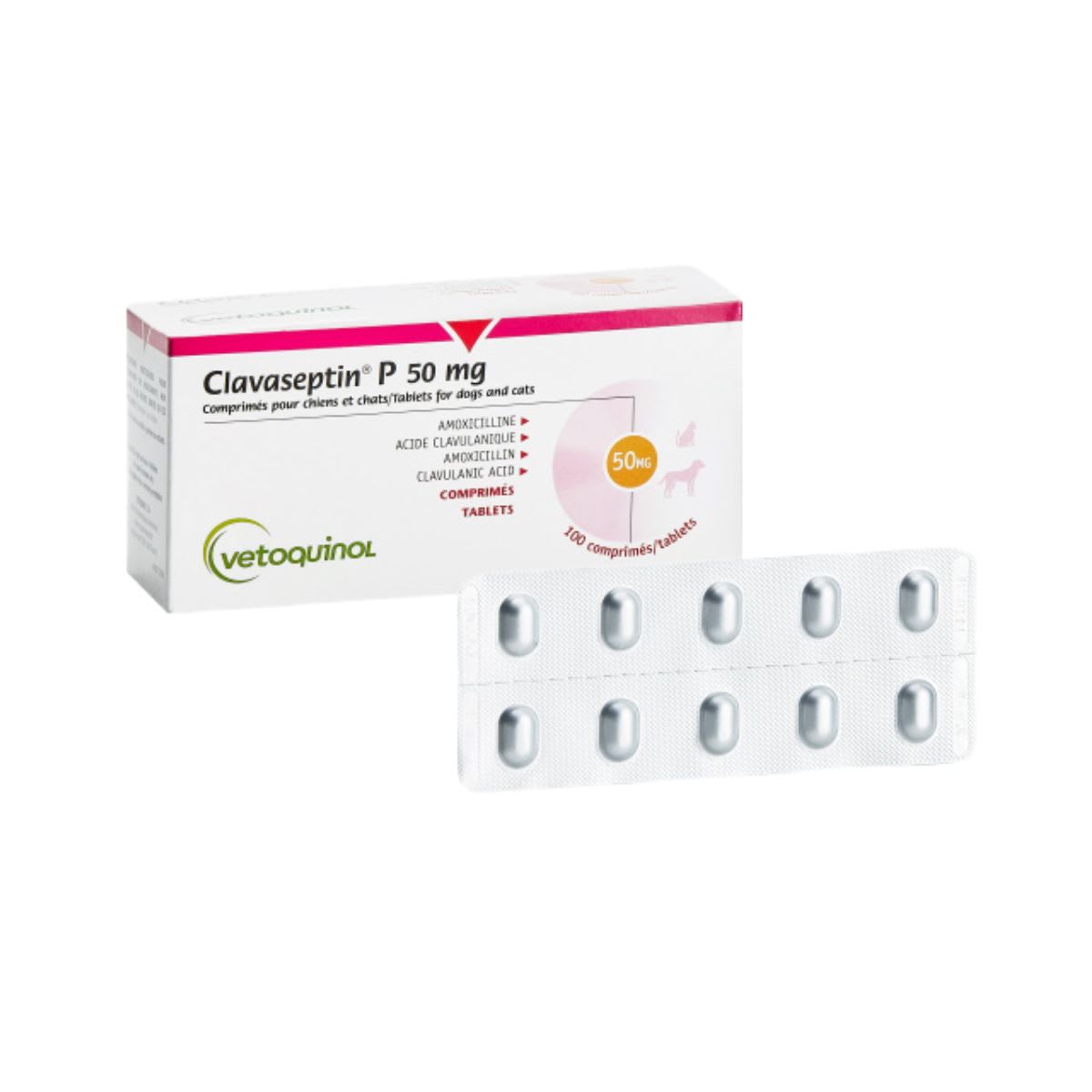 Clavaseptin 50 mg (Amoxicilina + acido clavulanico) caja x 10 comp