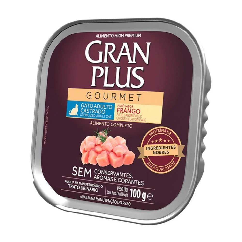 Gran Plus Pate Gourmet Gato Adulto Castrado sabor pollo lata x 100 g