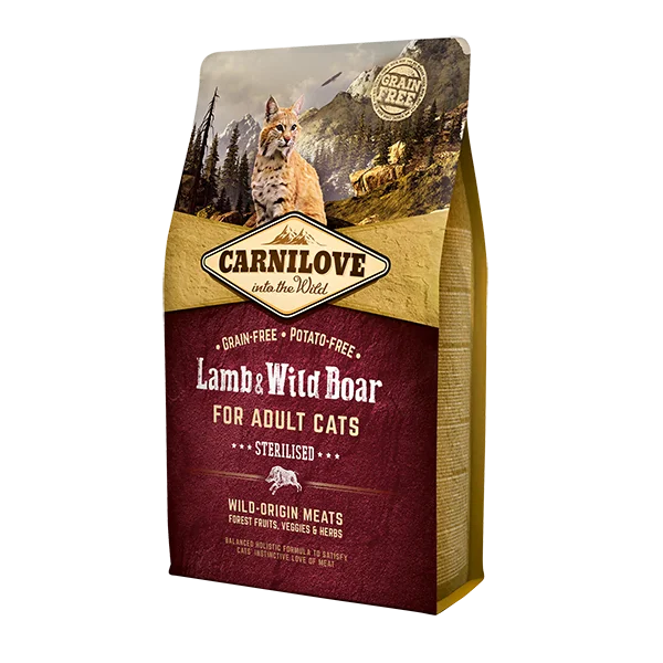 carnilove cat grain free lamb & wild boar for adult cats bolsa x 2 kg