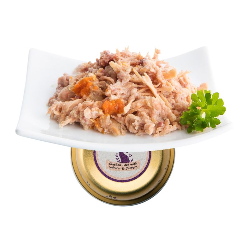 NUEVO Super Premium Finest GATO Adulto Filete de Pollo con Salmon y Zanahorias x 85g