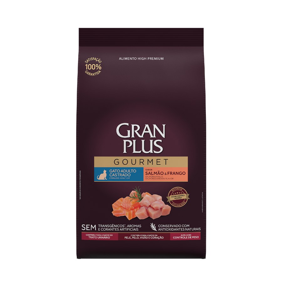Gran plus Gato Adulto Castrado Salmon y Pollo bolsa x 3 kg