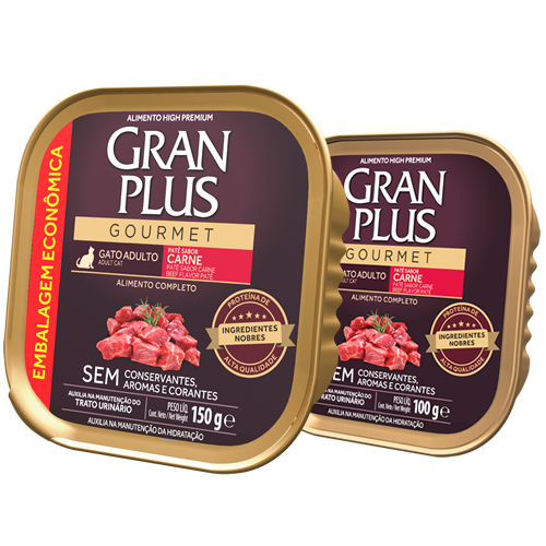 Gran Plus Pate Gourmet Gato Adulto sabor Carne Mega lata x 150 g