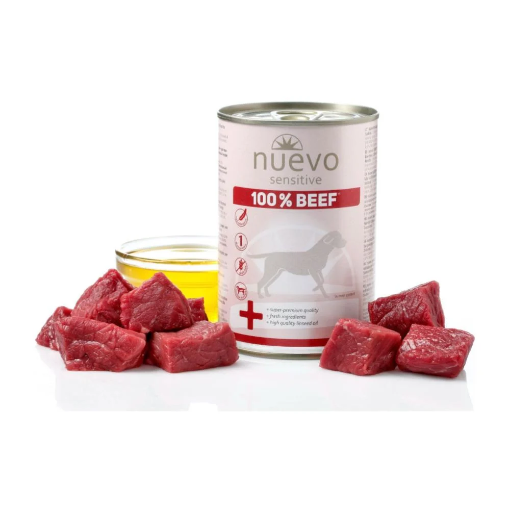 NUEVO Super Premium Sensitive Perro Adulto 100% Beef lata x 400 g