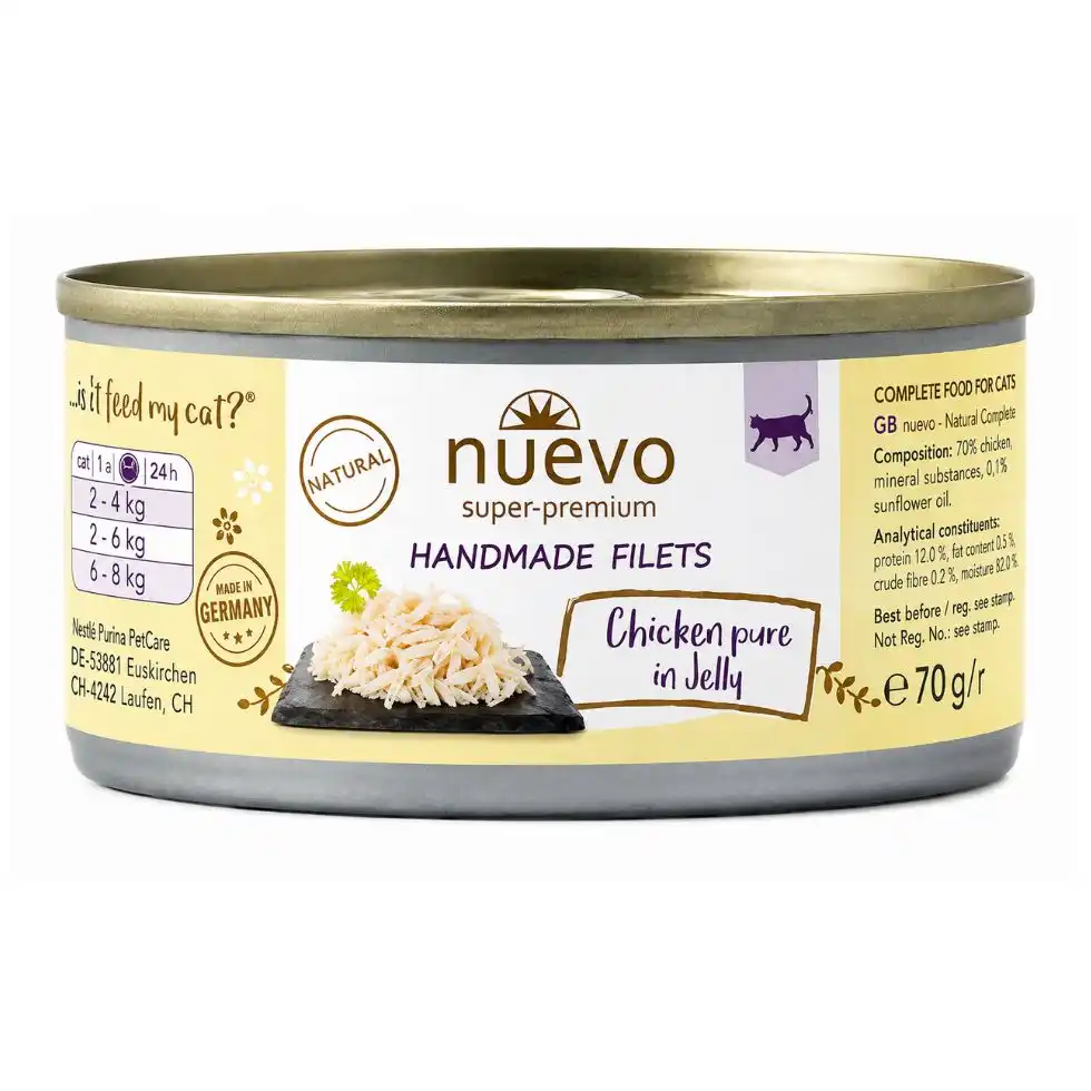 NUEVO super premium GATO Adulto Handmade Natural filete de Pollo en Gelatina (amarillo) lata x 70 g