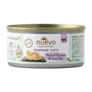 NUEVO super premium GATO Adulto Handmade Natural filete de Pollo y Atun (verde) lata x 70g