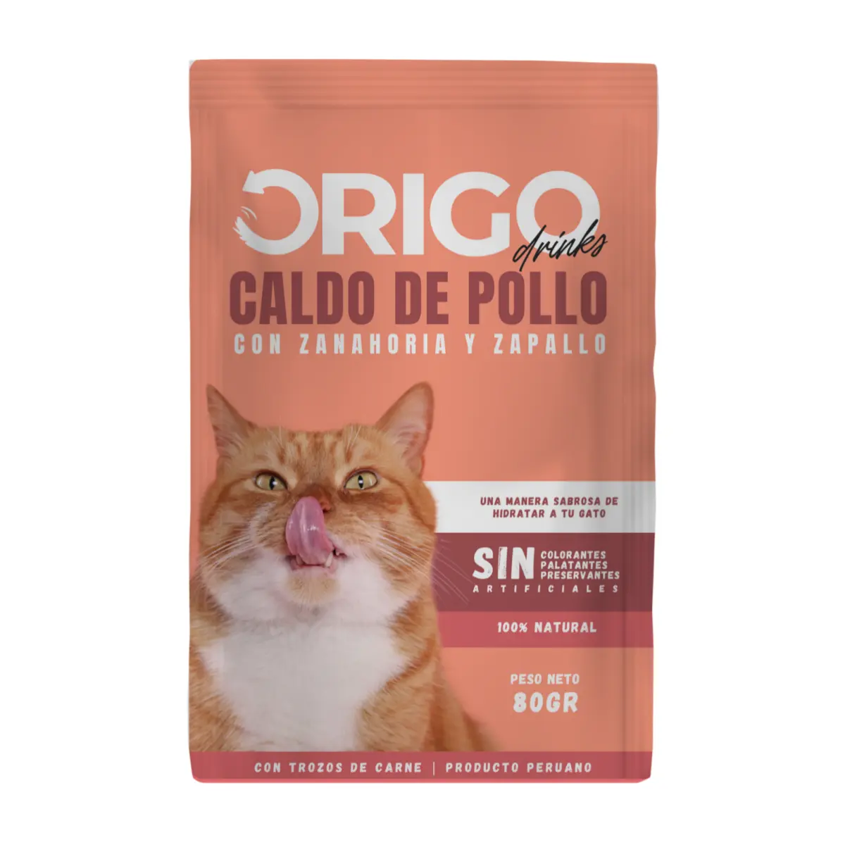 Origo Pets GATO Caldo de Pollo con zanahoria y zapallo sachets x 80gr